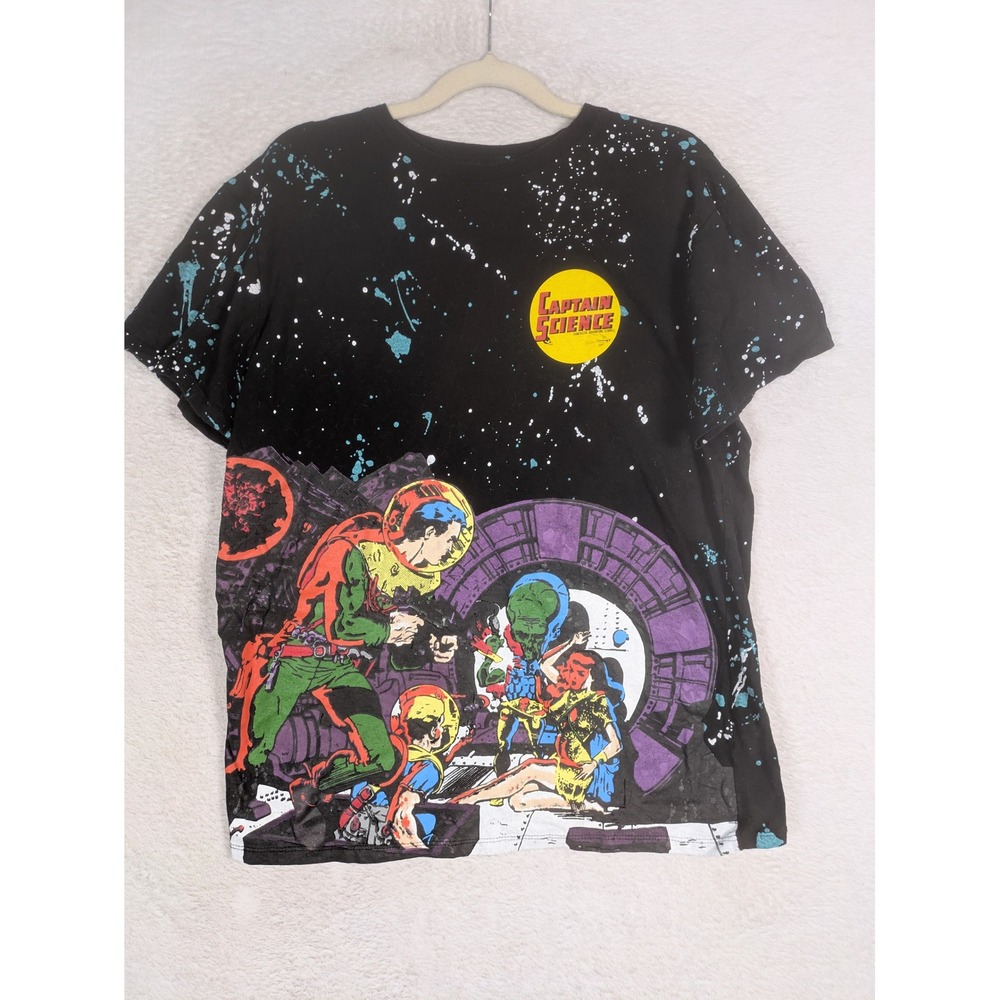 Original Gravity T-Shirt Men's L Black Captain Science Comic Splatter Graphic